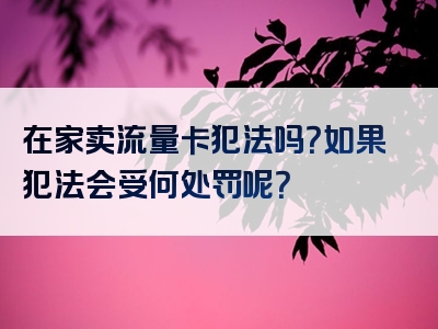 在家卖流量卡犯法吗？如果犯法会受何处罚呢？