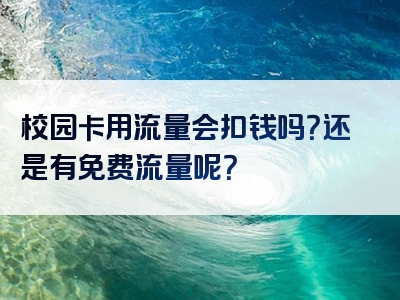 校园卡用流量会扣钱吗？还是有免费流量呢？