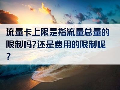 流量卡上限是指流量总量的限制吗？还是费用的限制呢？