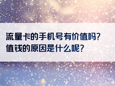 流量卡的手机号有价值吗？值钱的原因是什么呢？