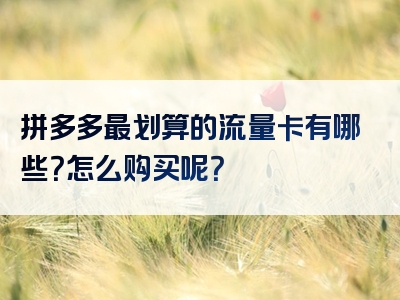 拼多多最划算的流量卡有哪些？怎么购买呢？