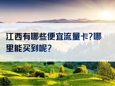 江西有哪些便宜流量卡？哪里能买到呢？