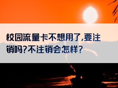 校园流量卡不想用了，要注销吗？不注销会怎样？