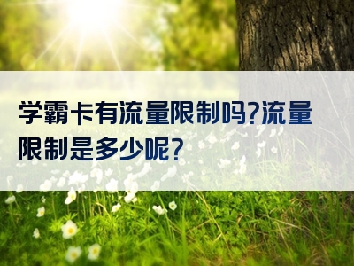 学霸卡有流量限制吗？流量限制是多少呢？