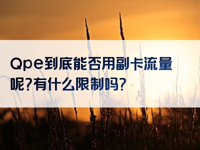 Qpe到底能否用副卡流量呢？有什么限制吗？