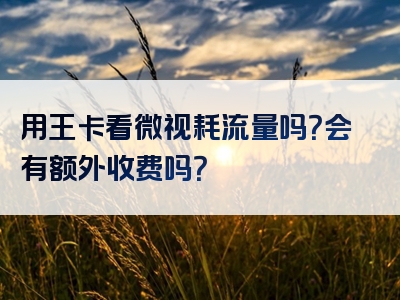 用王卡看微视耗流量吗？会有额外收费吗？