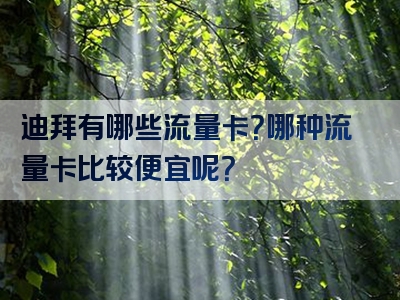 迪拜有哪些流量卡？哪种流量卡比较便宜呢？