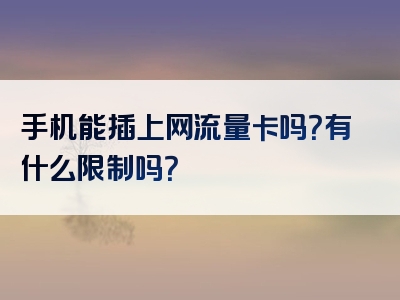 手机能插上网流量卡吗？有什么限制吗？