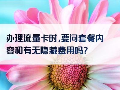 办理流量卡时，要问套餐内容和有无隐藏费用吗？