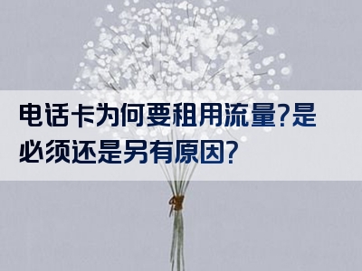 电话卡为何要租用流量？是必须还是另有原因？
