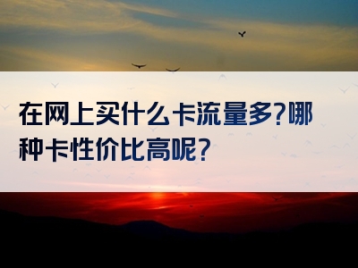 在网上买什么卡流量多？哪种卡性价比高呢？