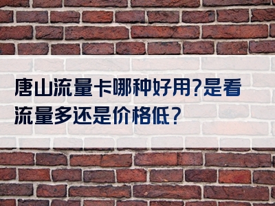 唐山流量卡哪种好用？是看流量多还是价格低？