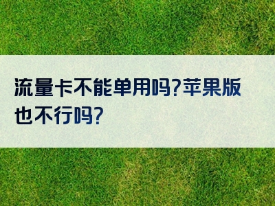 流量卡不能单用吗？苹果版也不行吗？
