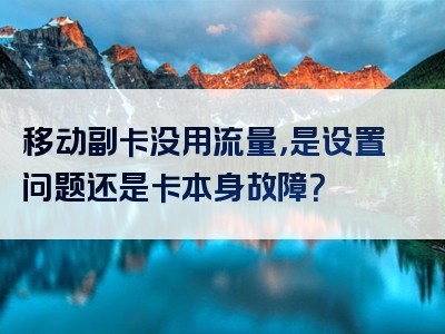 移动副卡没用流量，是设置问题还是卡本身故障？