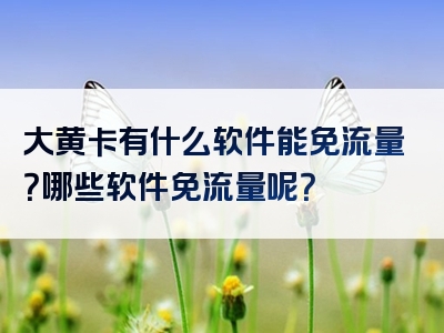 大黄卡有什么软件能免流量？哪些软件免流量呢？