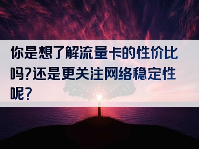 你是想了解流量卡的性价比吗？还是更关注网络稳定性呢？