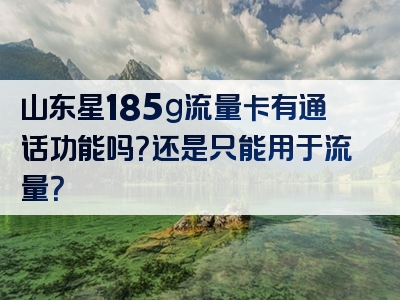 山东星185g流量卡有通话功能吗？还是只能用于流量？