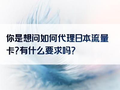 你是想问如何代理日本流量卡？有什么要求吗？