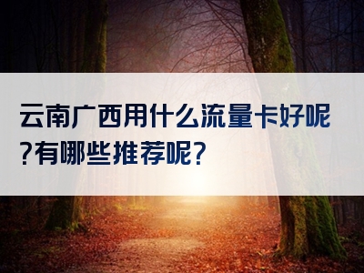 云南广西用什么流量卡好呢？有哪些推荐呢？