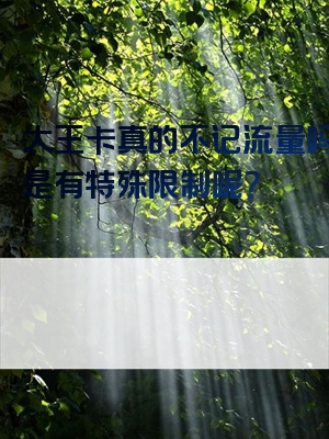 大王卡真的不记流量吗？还是有特殊限制呢？