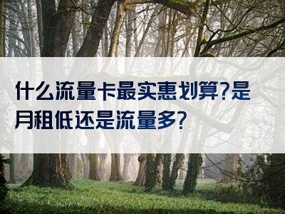 什么流量卡最实惠划算？是月租低还是流量多？