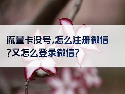 流量卡没号，怎么注册微信？又怎么登录微信？