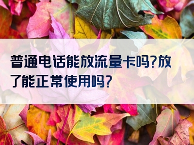 普通电话能放流量卡吗？放了能正常使用吗？