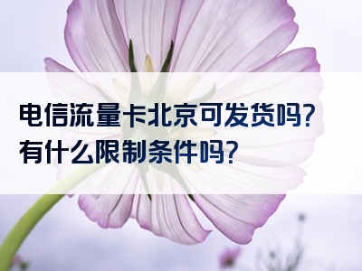 电信流量卡北京可发货吗？有什么限制条件吗？