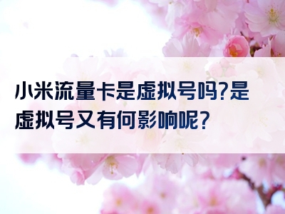 小米流量卡是虚拟号吗？是虚拟号又有何影响呢？
