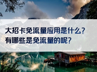 大招卡免流量应用是什么？有哪些是免流量的呢？