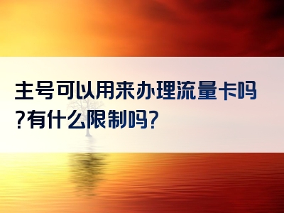 主号可以用来办理流量卡吗？有什么限制吗？