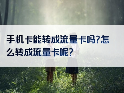 手机卡能转成流量卡吗？怎么转成流量卡呢？