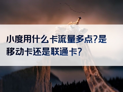 小度用什么卡流量多点？是移动卡还是联通卡？