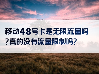 移动48号卡是无限流量吗？真的没有流量限制吗？