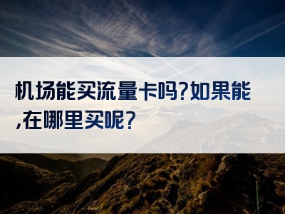 机场能买流量卡吗？如果能，在哪里买呢？