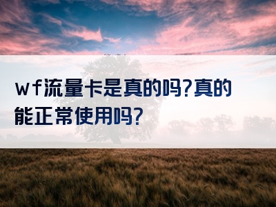 wf流量卡是真的吗？真的能正常使用吗？