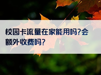 校园卡流量在家能用吗？会额外收费吗？