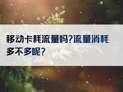 移动卡耗流量吗？流量消耗多不多呢？