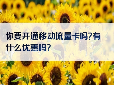 你要开通移动流量卡吗？有什么优惠吗？