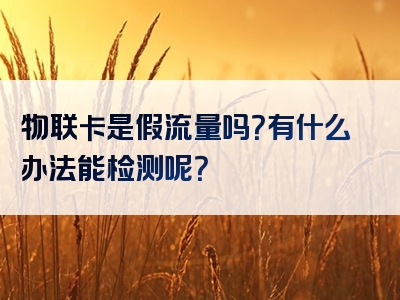 物联卡是假流量吗？有什么办法能检测呢？