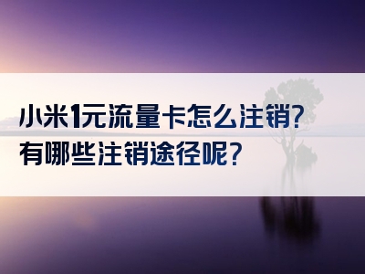 小米1元流量卡怎么注销？有哪些注销途径呢？