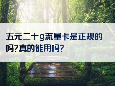 五元二十g流量卡是正规的吗？真的能用吗？