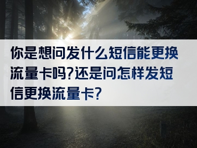 你是想问发什么短信能更换流量卡吗？还是问怎样发短信更换流量卡？