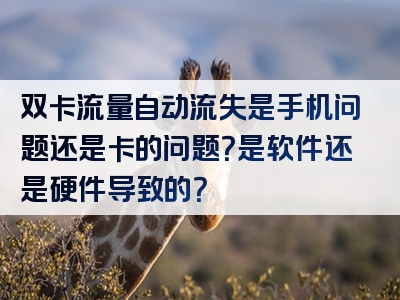 双卡流量自动流失是手机问题还是卡的问题？是软件还是硬件导致的？