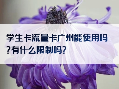 学生卡流量卡广州能使用吗？有什么限制吗？