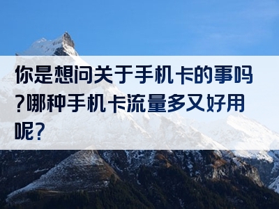 你是想问关于手机卡的事吗？哪种手机卡流量多又好用呢？