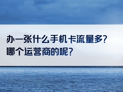 办一张什么手机卡流量多？哪个运营商的呢？