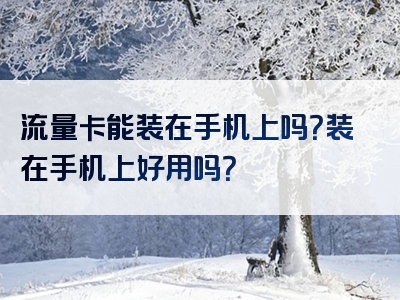 流量卡能装在手机上吗？装在手机上好用吗？
