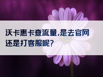 沃卡惠卡查流量，是去官网还是打客服呢？
