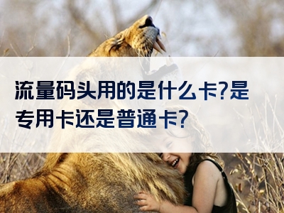 流量码头用的是什么卡？是专用卡还是普通卡？